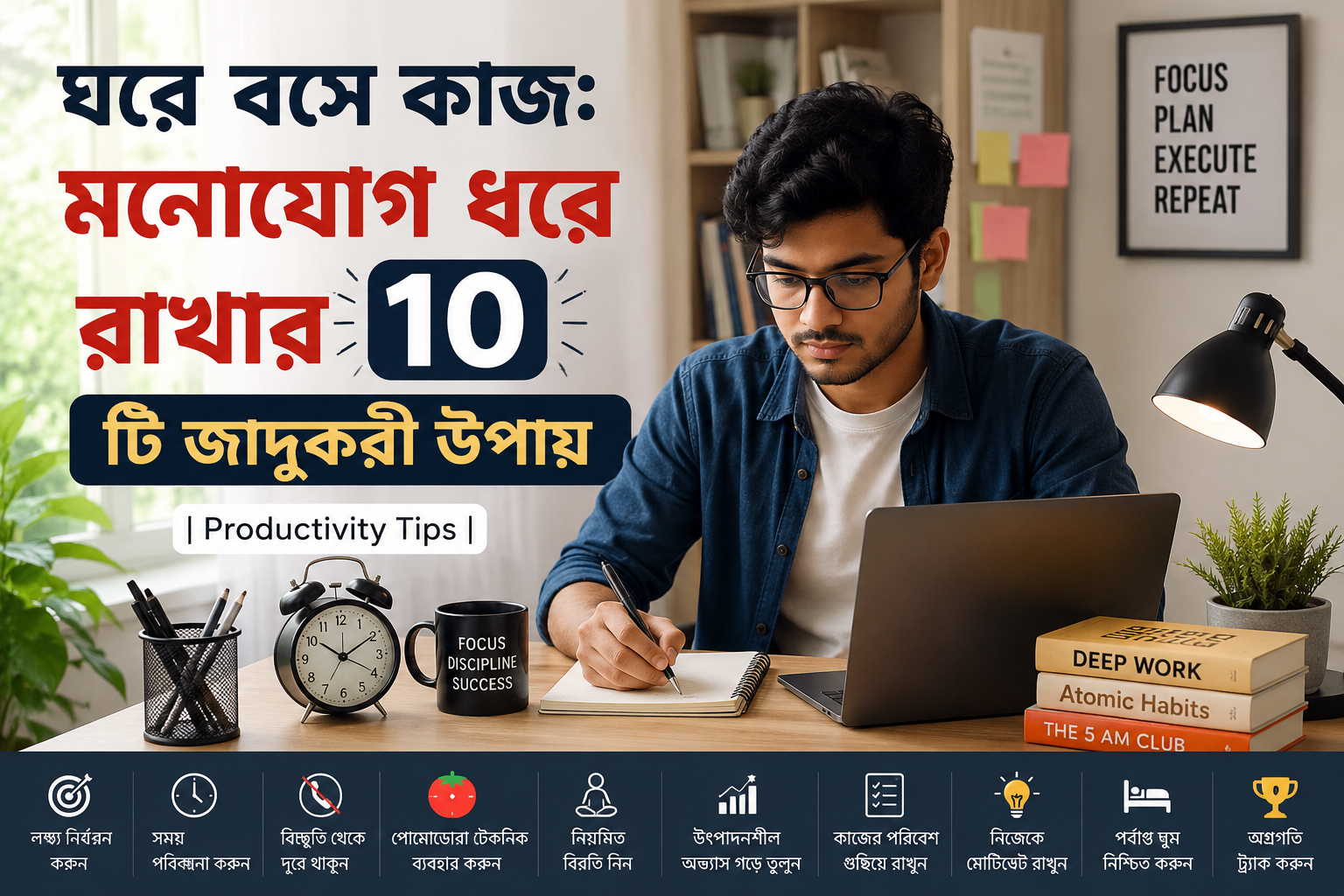 ঘরে বসে কাজ: মনোযোগ ধরে রাখার ১০টি জাদুকরী উপায় | Productivity Tips
